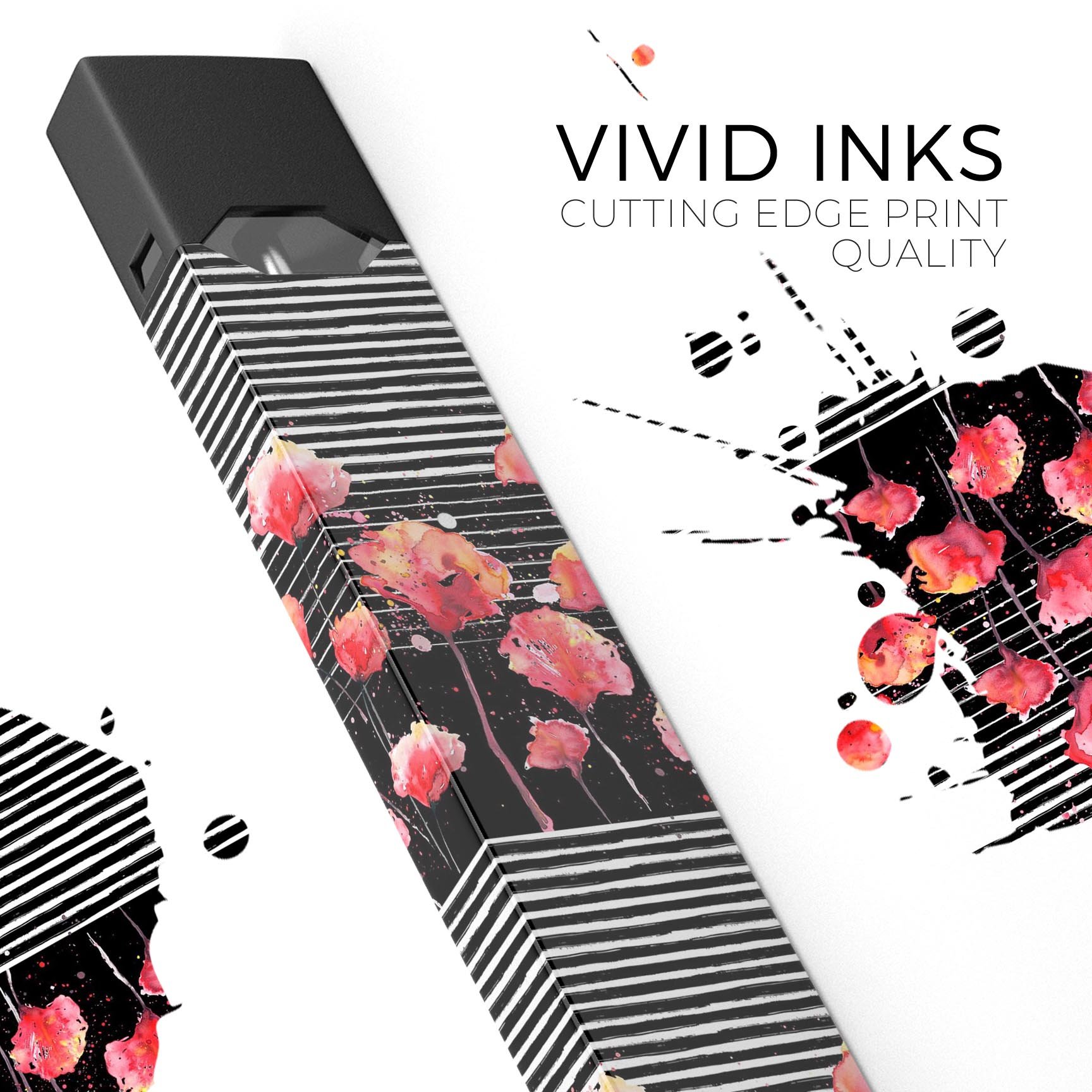 Karamfila Watercolo Poppies V1 skin wrap for JUUL device, featuring vibrant poppy design and protective layers.